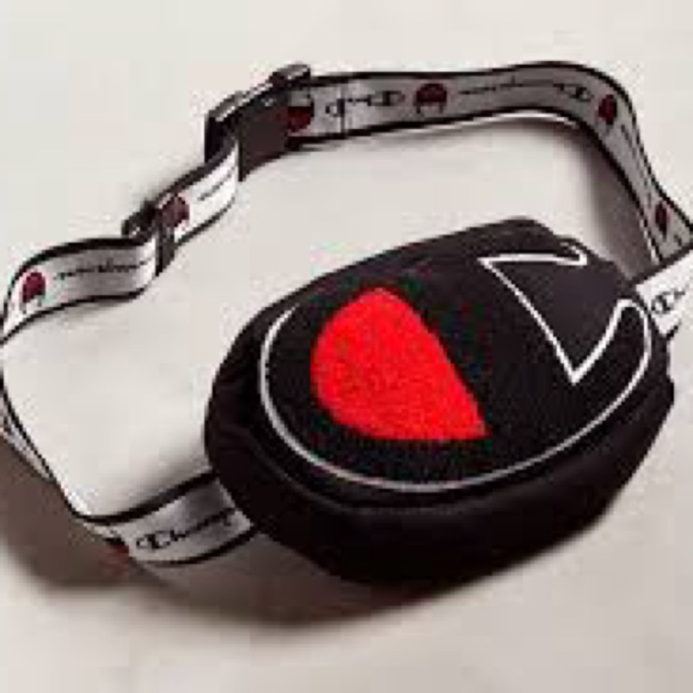 Champion Black Fanny Pack with Red Heart Patch